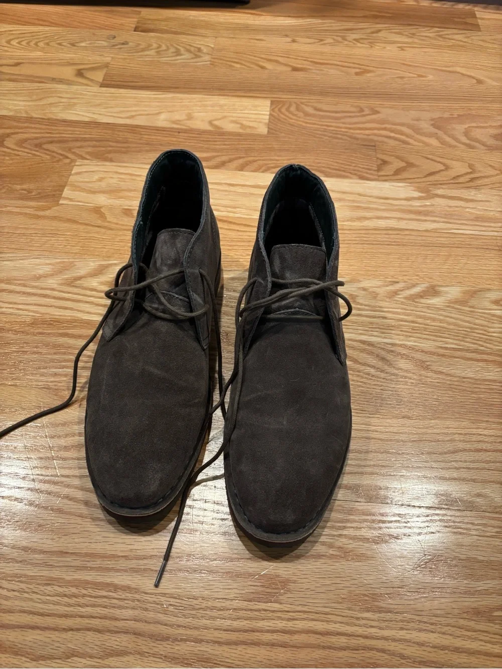 Men's Propet Dark Gray Suede Desert Boots - Classic Lace-Up Size 12